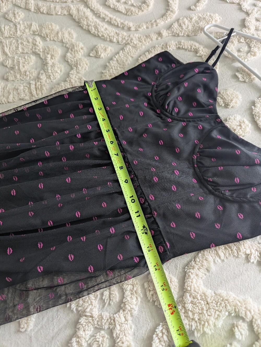 Betsey Johnson Black Tulle Lip Print Bustier Midi Dress Size 10 - Picture 10 of 11